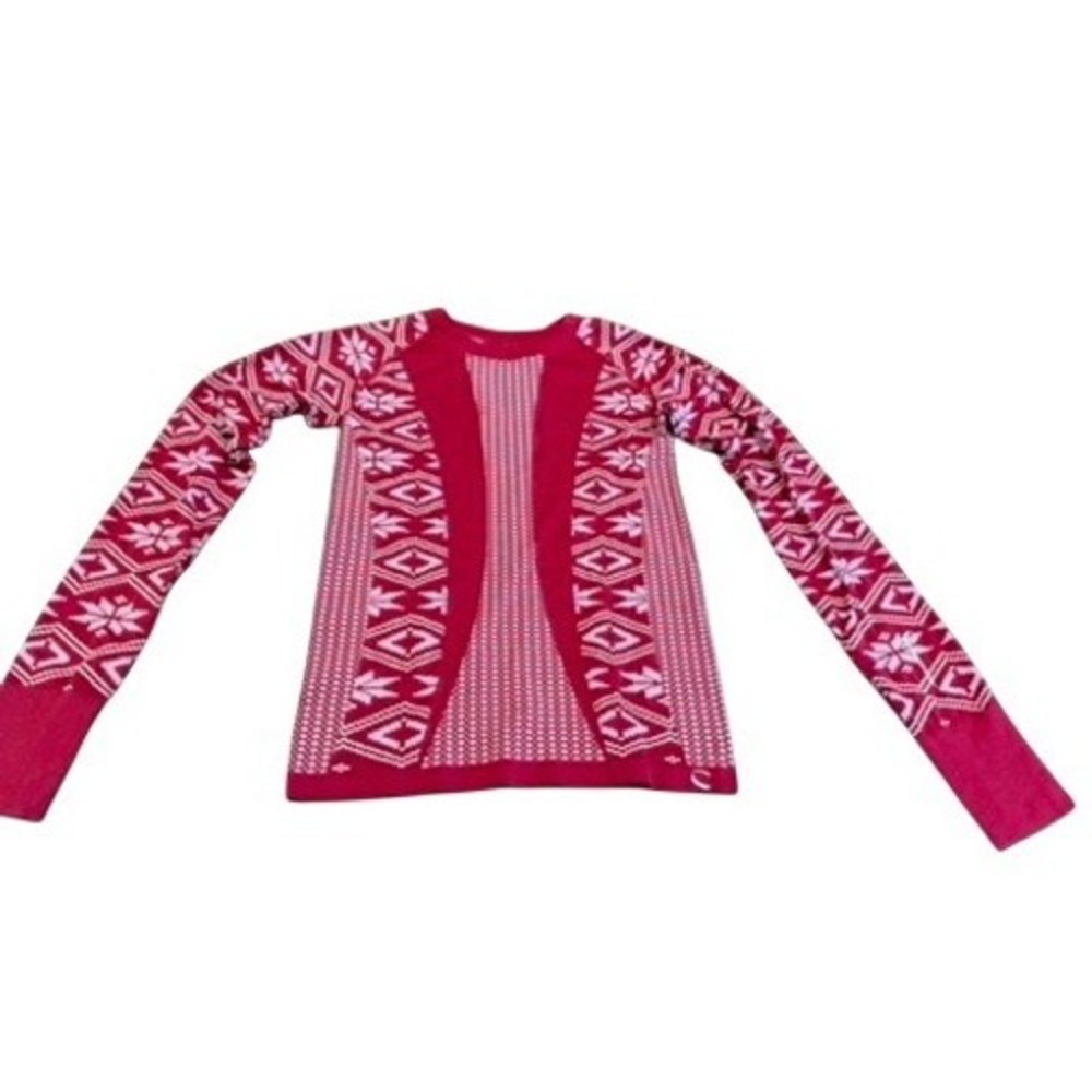 Climawear‎ Womens Pink Fair Isle Seamless Base Layer Ski Top Long Sleeve SZ S/M